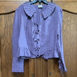 Linenaive Bow Detail Pleated Shirt